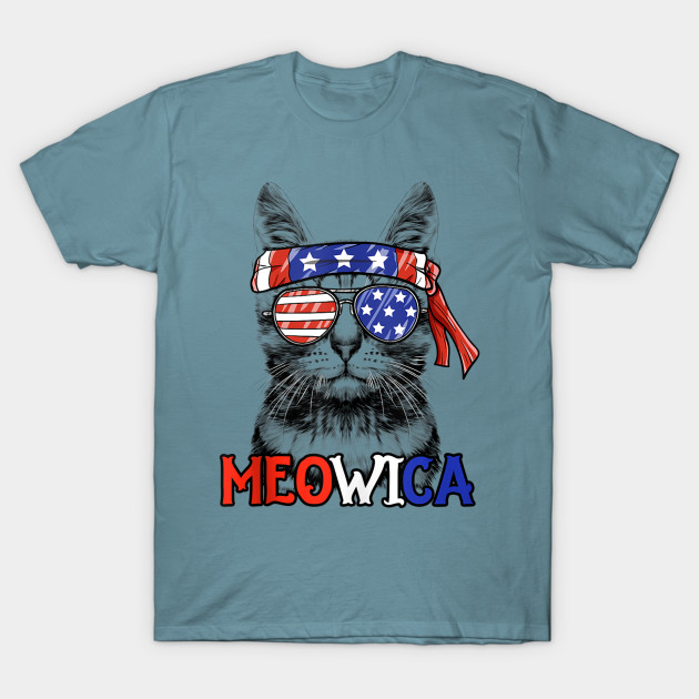 16x16 Multicolor Patriotic 4th of july family matching Tees Meowica Americat 4th Of July American Flag Bandana Men Women Throw Pillow