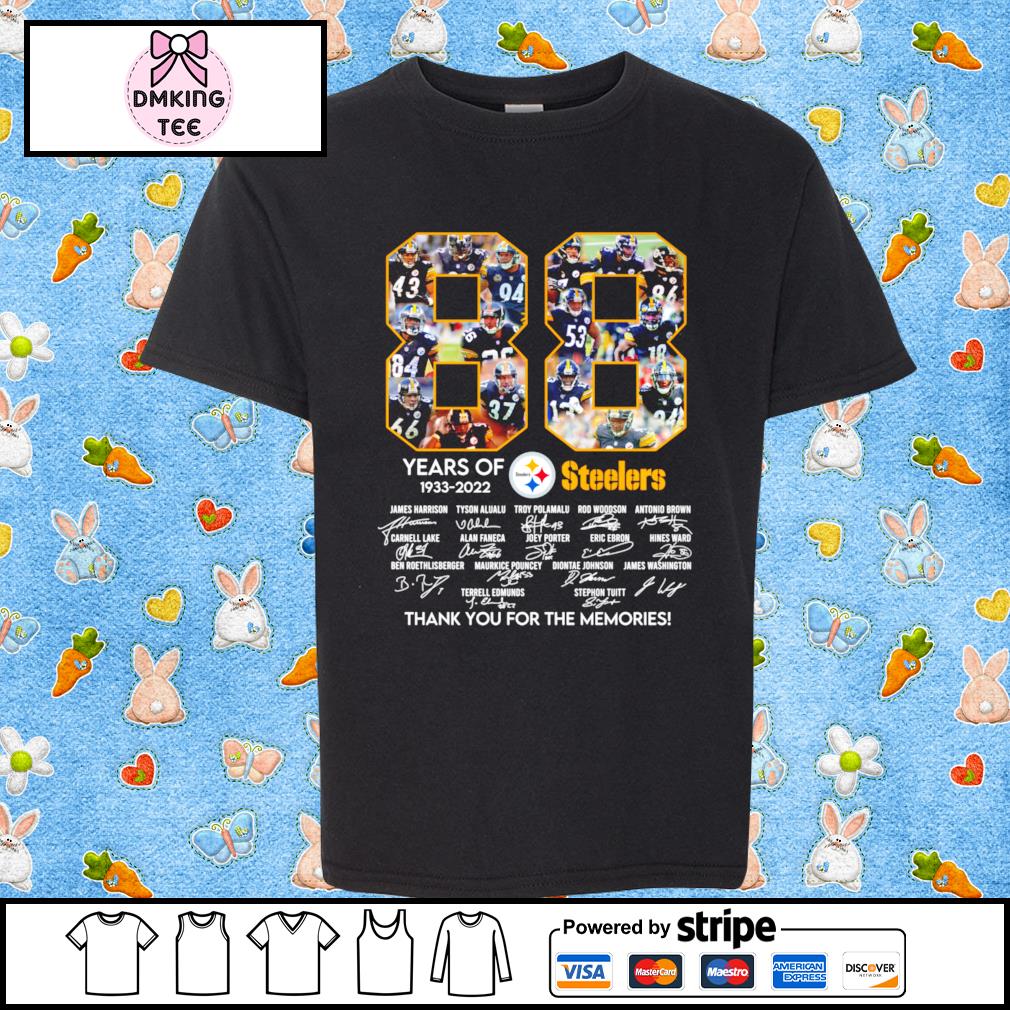 Pittsburgh Steelers 88 years of 1933 2022 thank you for the memories  signatures shirt, hoodie, sweater, long sleeve and tank top