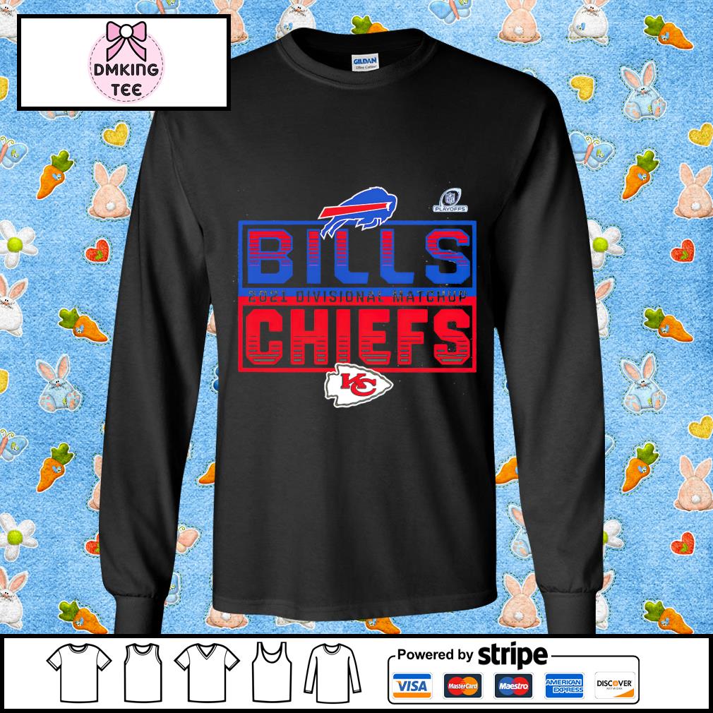 Men's Fanatics Branded Charcoal Buffalo Bills vs. Kansas City Chiefs 2021  NFL Playoffs Divisional Matchup Stacked Rivalry T-Shirt