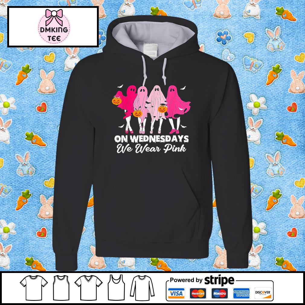 On Wednesday We Wear Pink Cute Ghost Halloween Breast Cancer Awareness Shirt,  hoodie, sweater, long sleeve and tank top