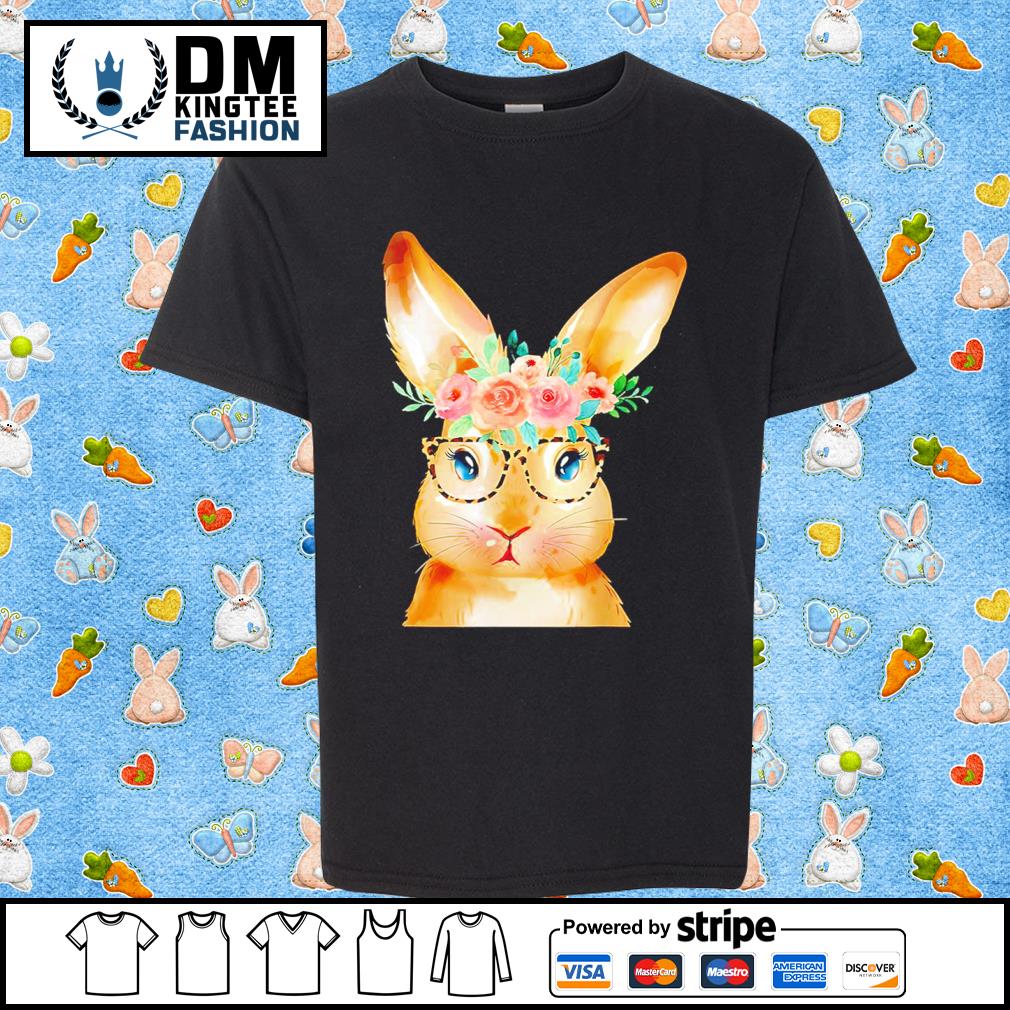 Cute Bunny Leopard Sunglasses Flowers Easter Day Shirt