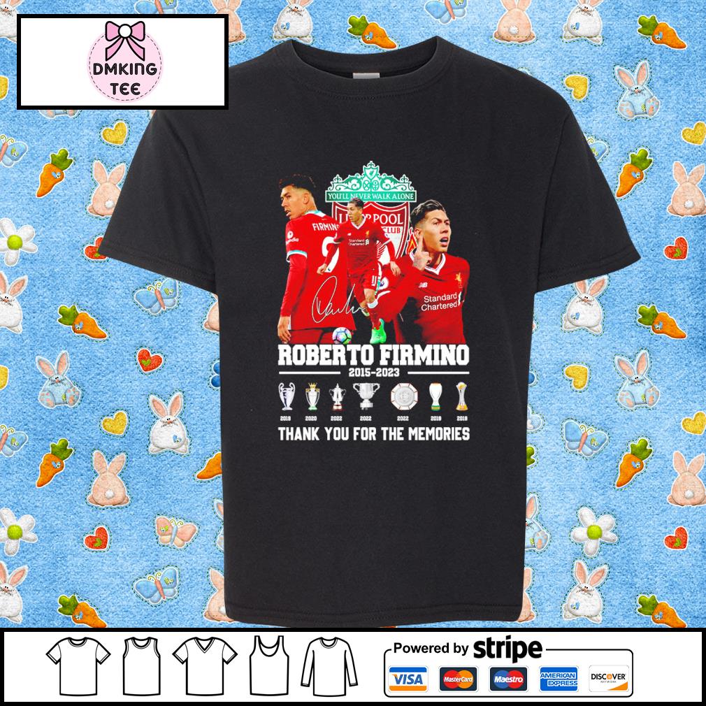 Roberto Firmino Liverpool FC 2015-2023 Signatures Thank You For The Memories Shirt