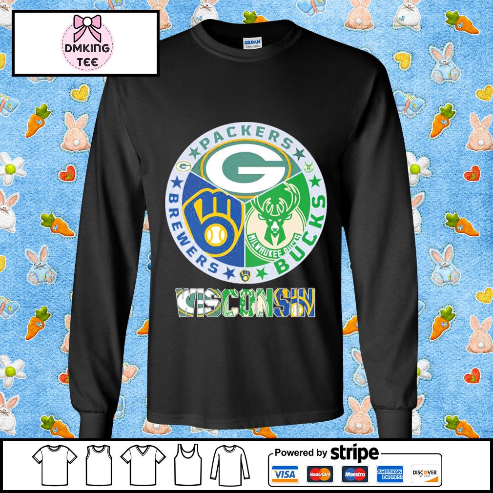 Official Wisconsin Green Bay Packers Brewers Milwaukee Bucks Logo Shirt,  hoodie, sweater, long sleeve and tank top