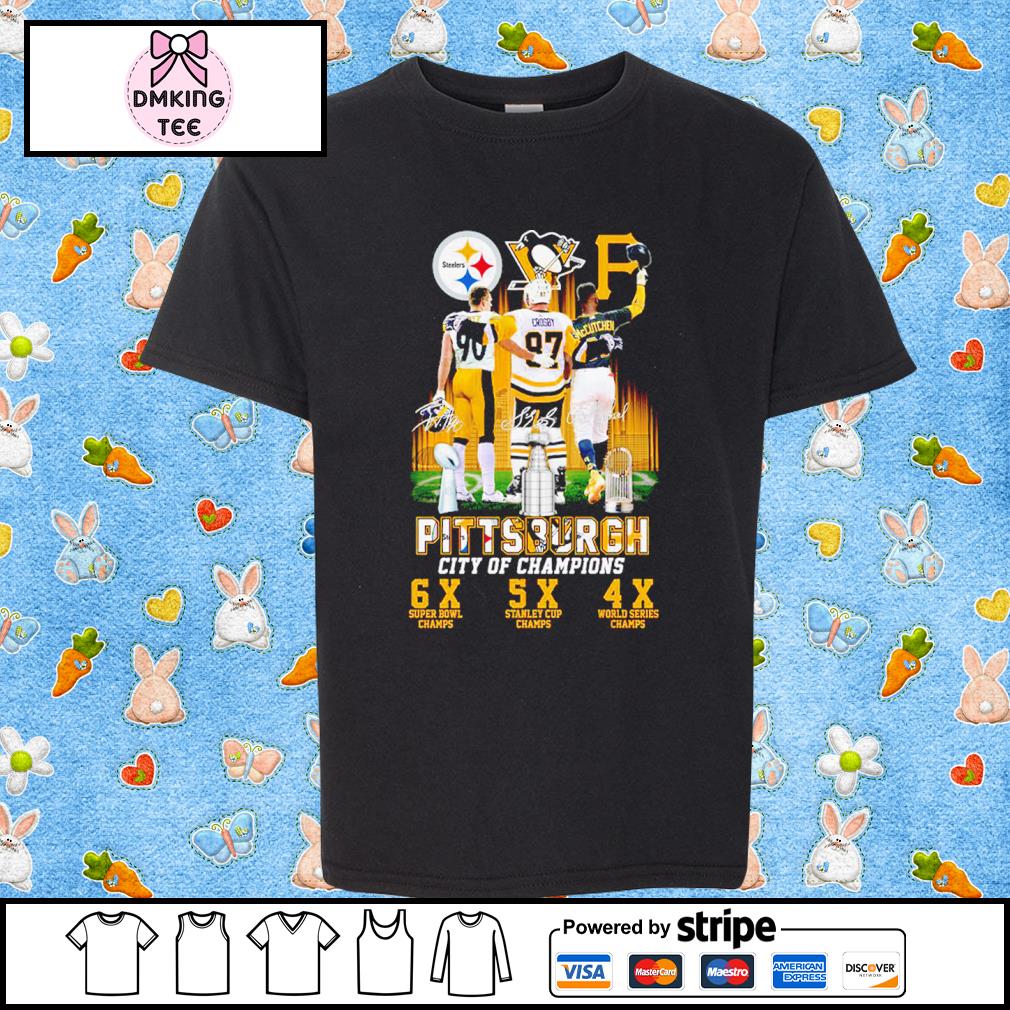 Pittsburgh City Of Champions Steelers Penguins Pirates Signatures Shirt,  hoodie, sweater, long sleeve and tank top
